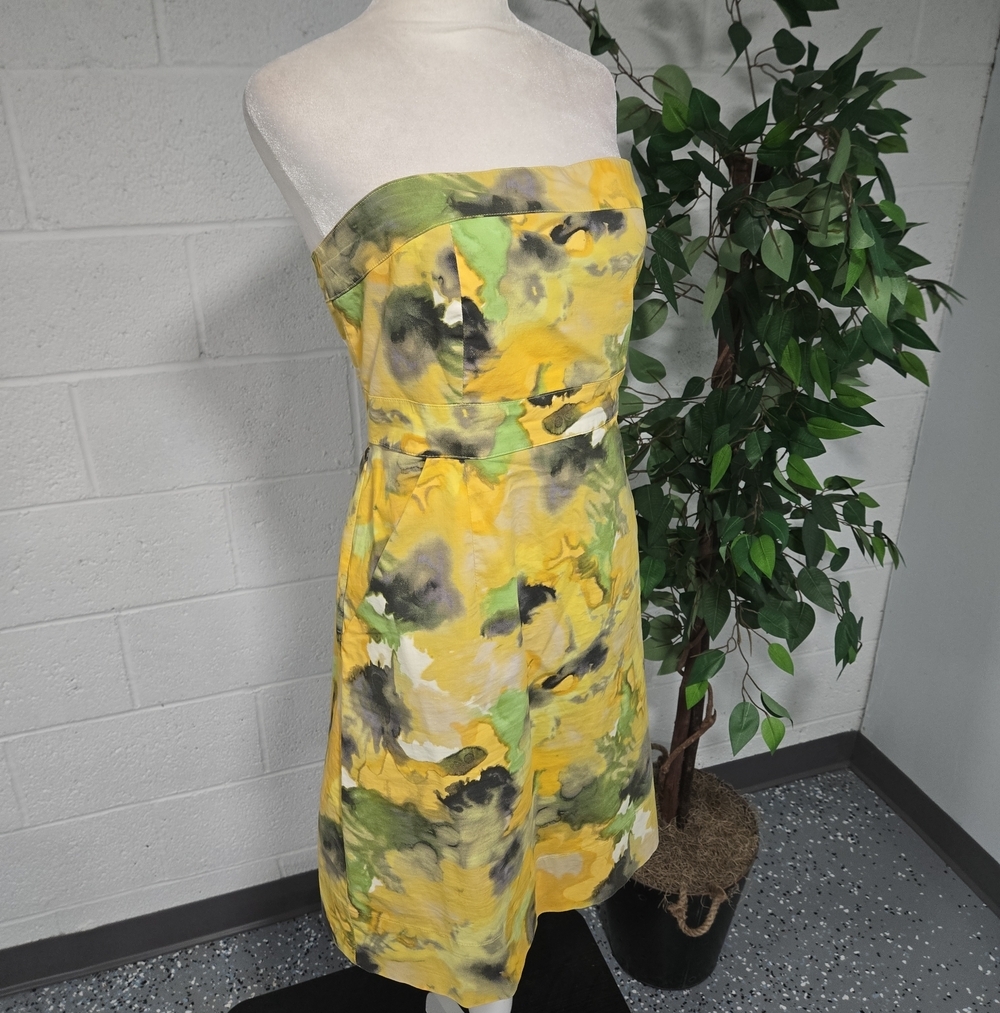 Floral Watercolor Strapless Stretch A Line Dress Womens 14 Fairycore Whimsical